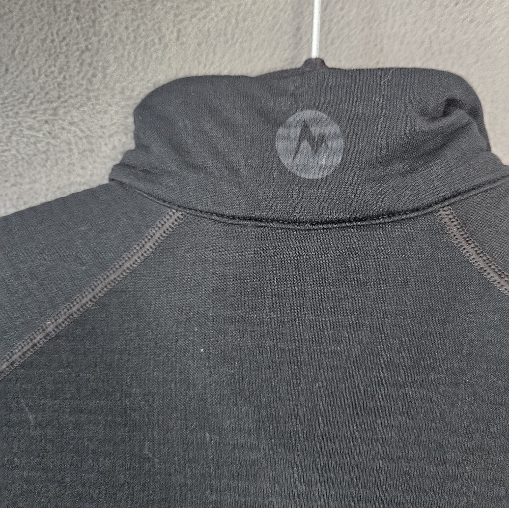 Marmot Womens Medium 1/4 Zip Sweatshirt Polartec Fleece Lined Black Chest Pocket - Picture 12 of 13
